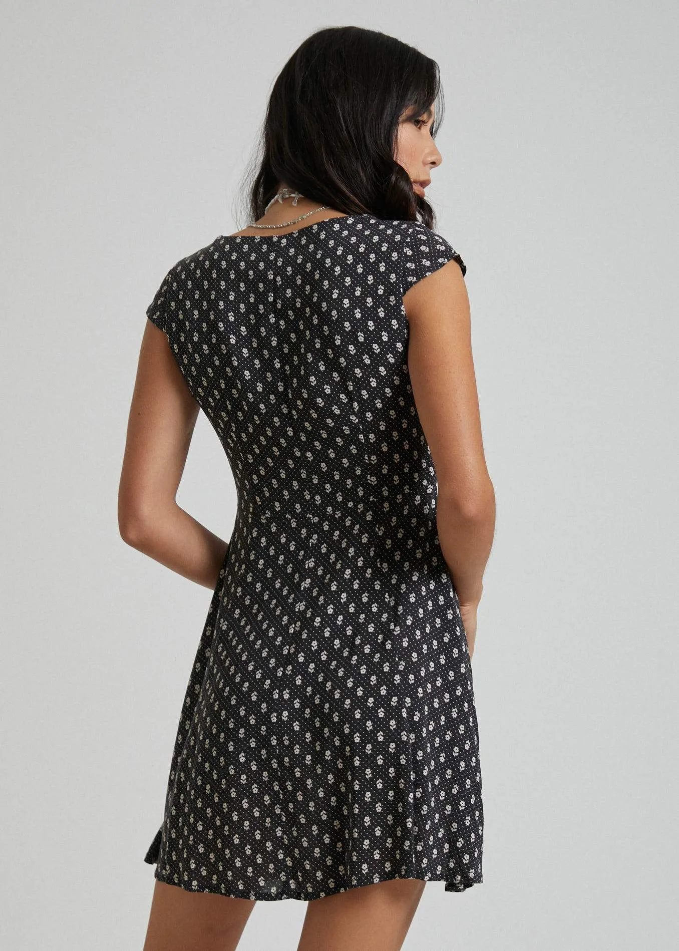 Afends Womens Tess - Polka Floral Dress - Night