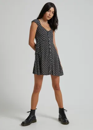 Afends Womens Tess - Polka Floral Dress - Night