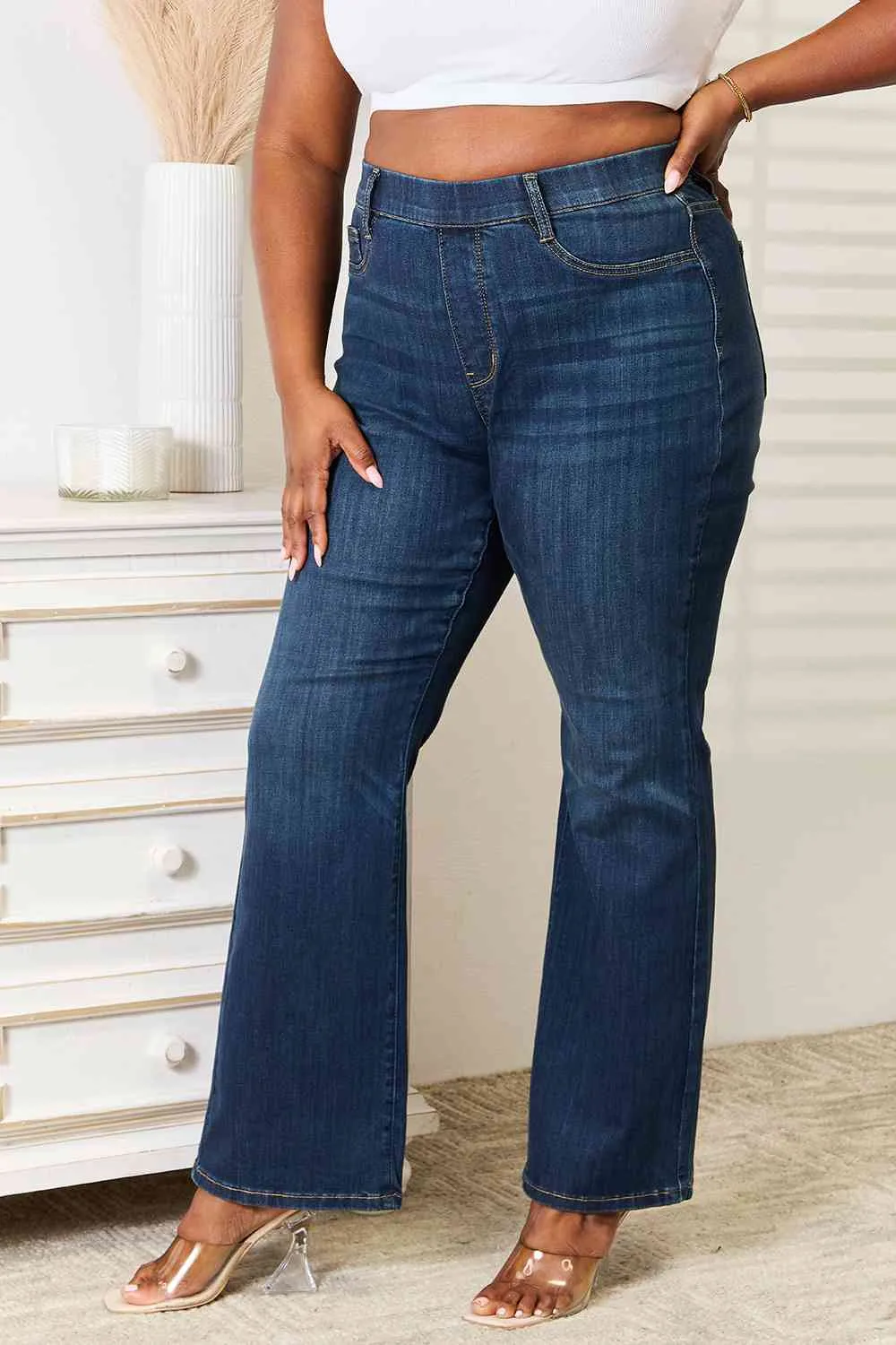 *APP EXCLUSIVE* Judy Blue Elastic Waistband Bootcut Jeans