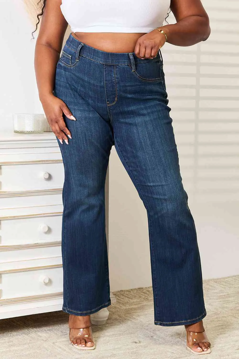 *APP EXCLUSIVE* Judy Blue Elastic Waistband Bootcut Jeans