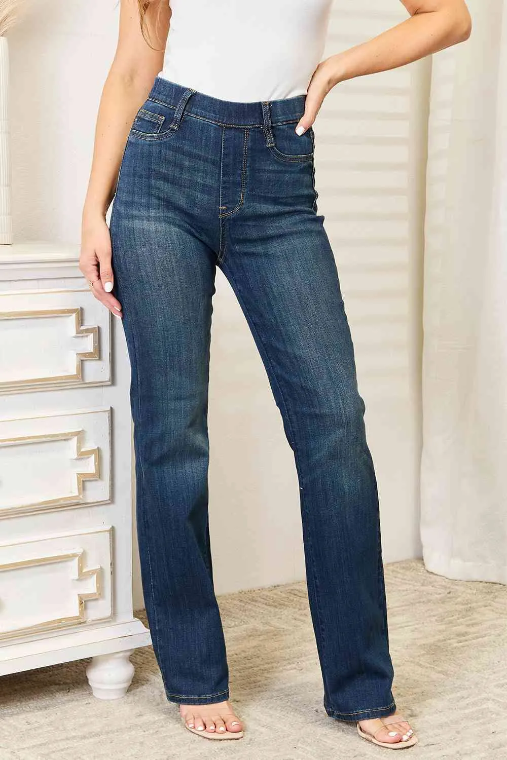 *APP EXCLUSIVE* Judy Blue Elastic Waistband Bootcut Jeans