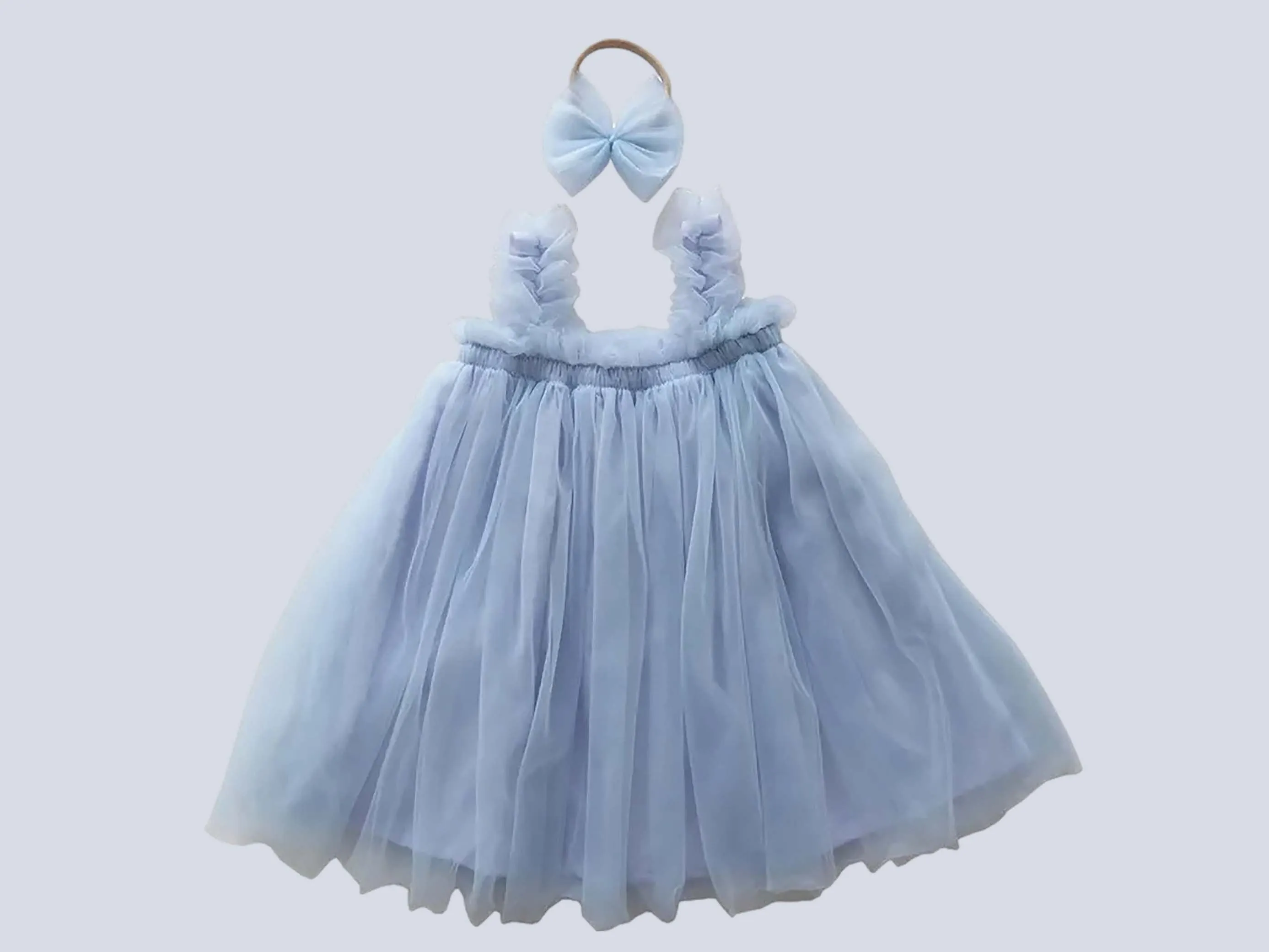 Baby Blue Tulle Dress, Princess dress, Flower Girl outfit , First Birthday outfit