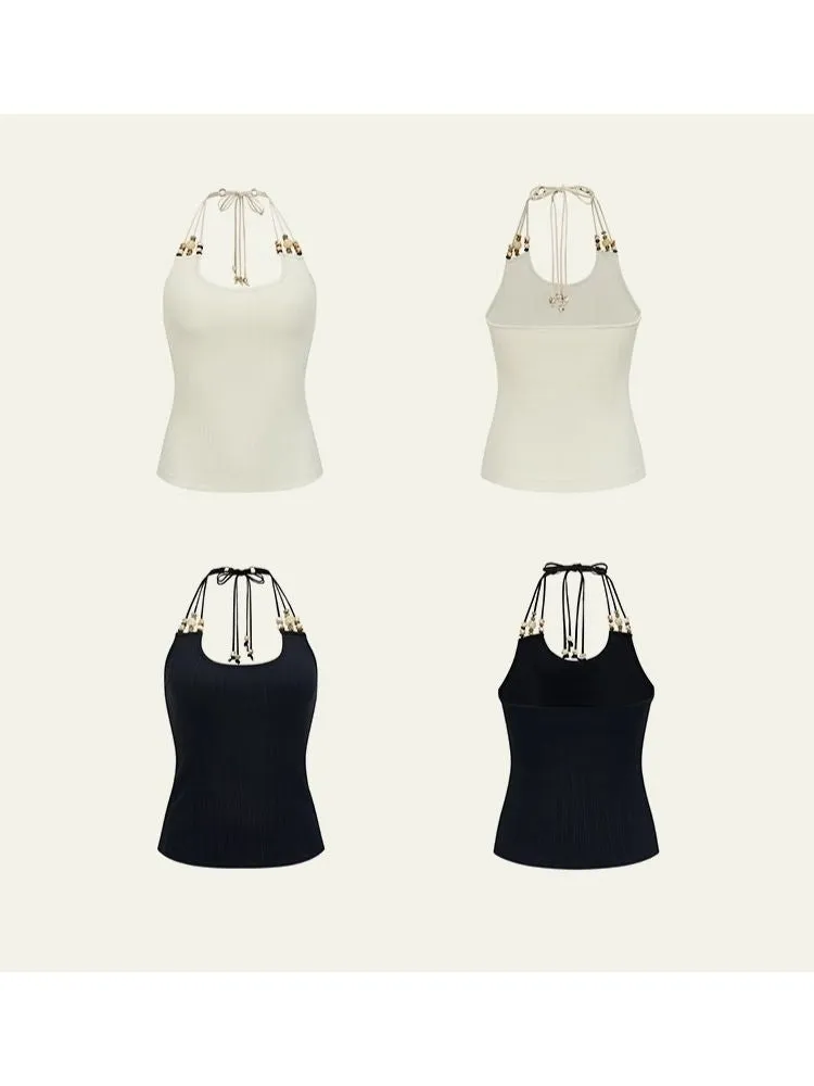 Beaded Strappy Neck Tank Top【s0000008195】