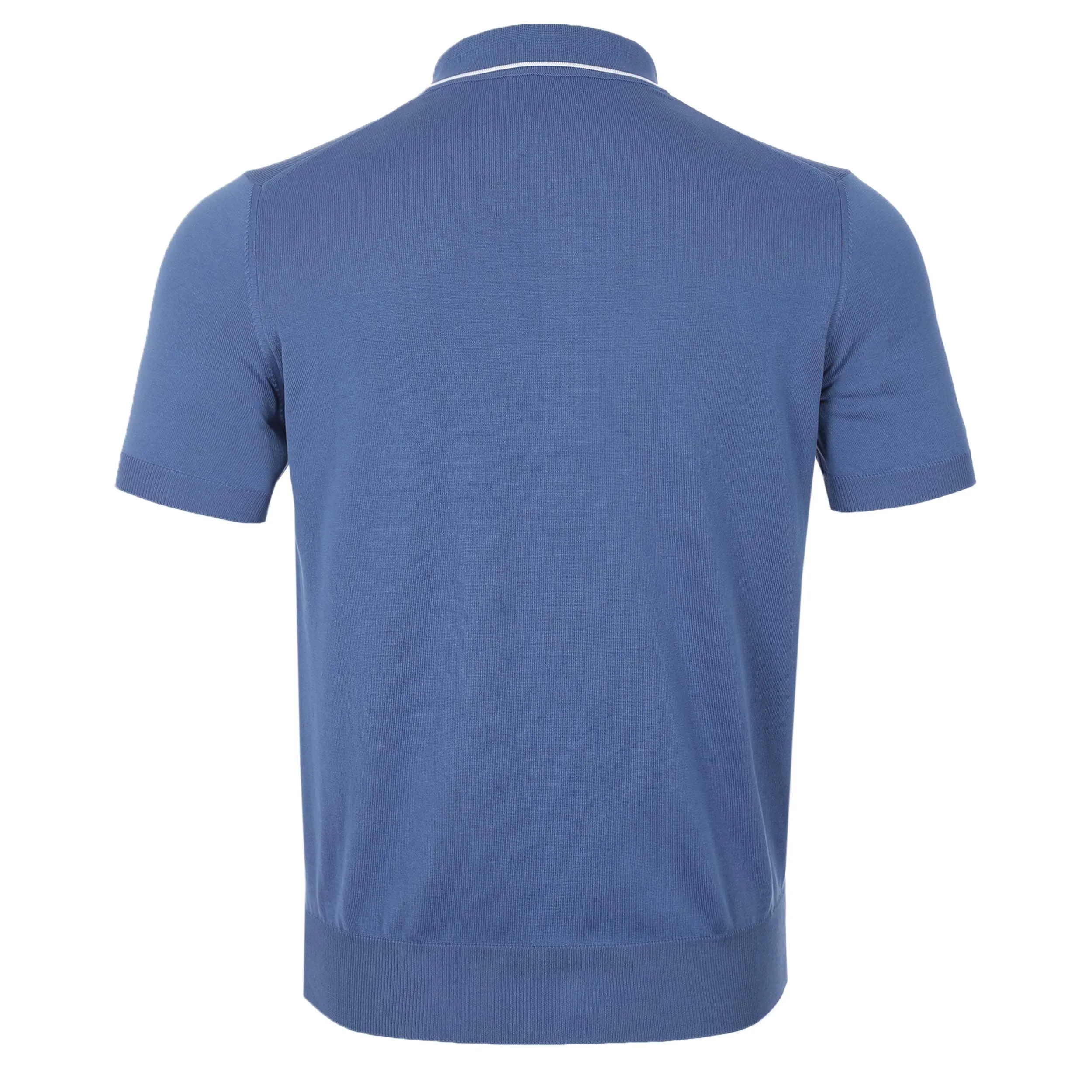 Canali 3 Button Knitted Polo in Blue