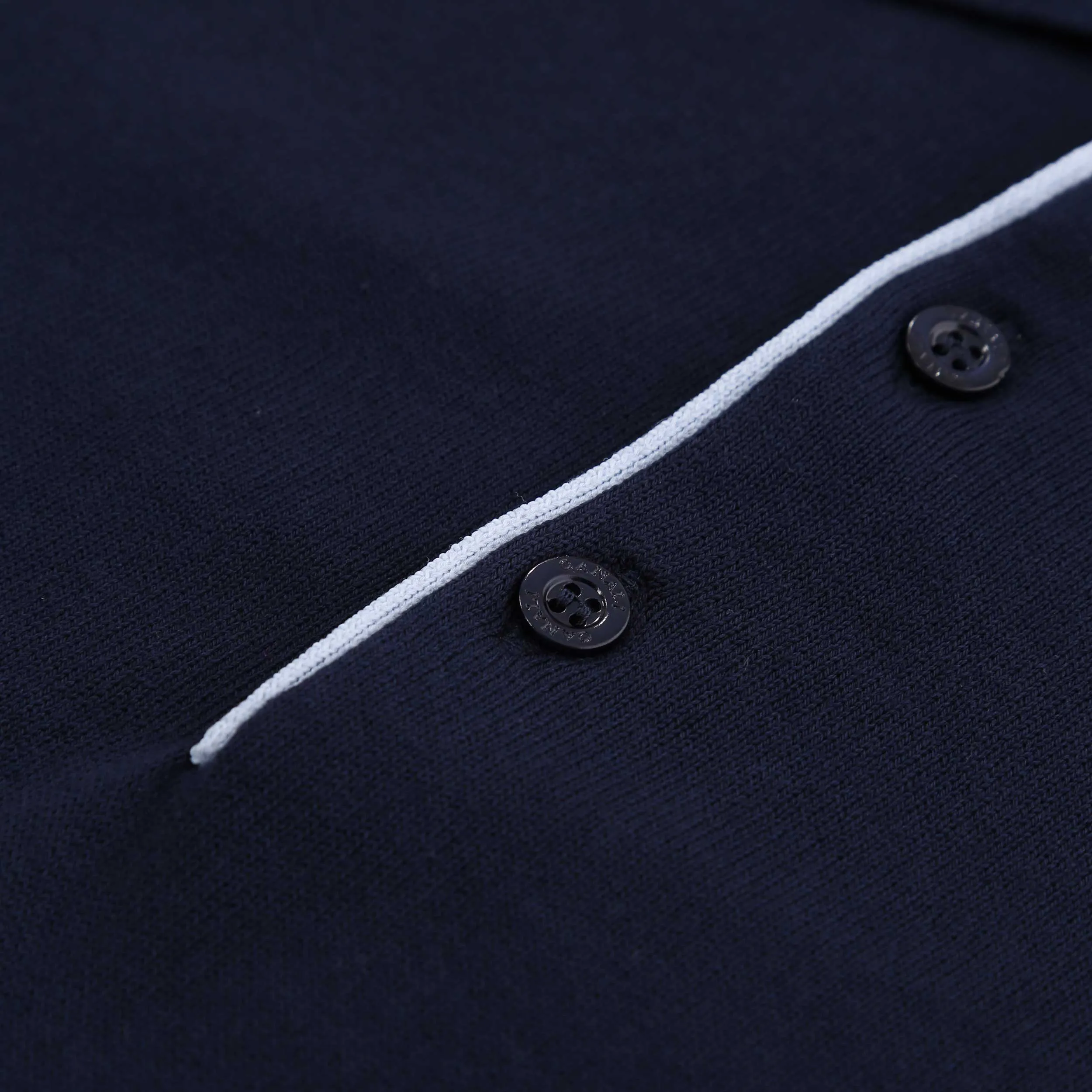 Canali 3 Button Knitted Polo in Navy