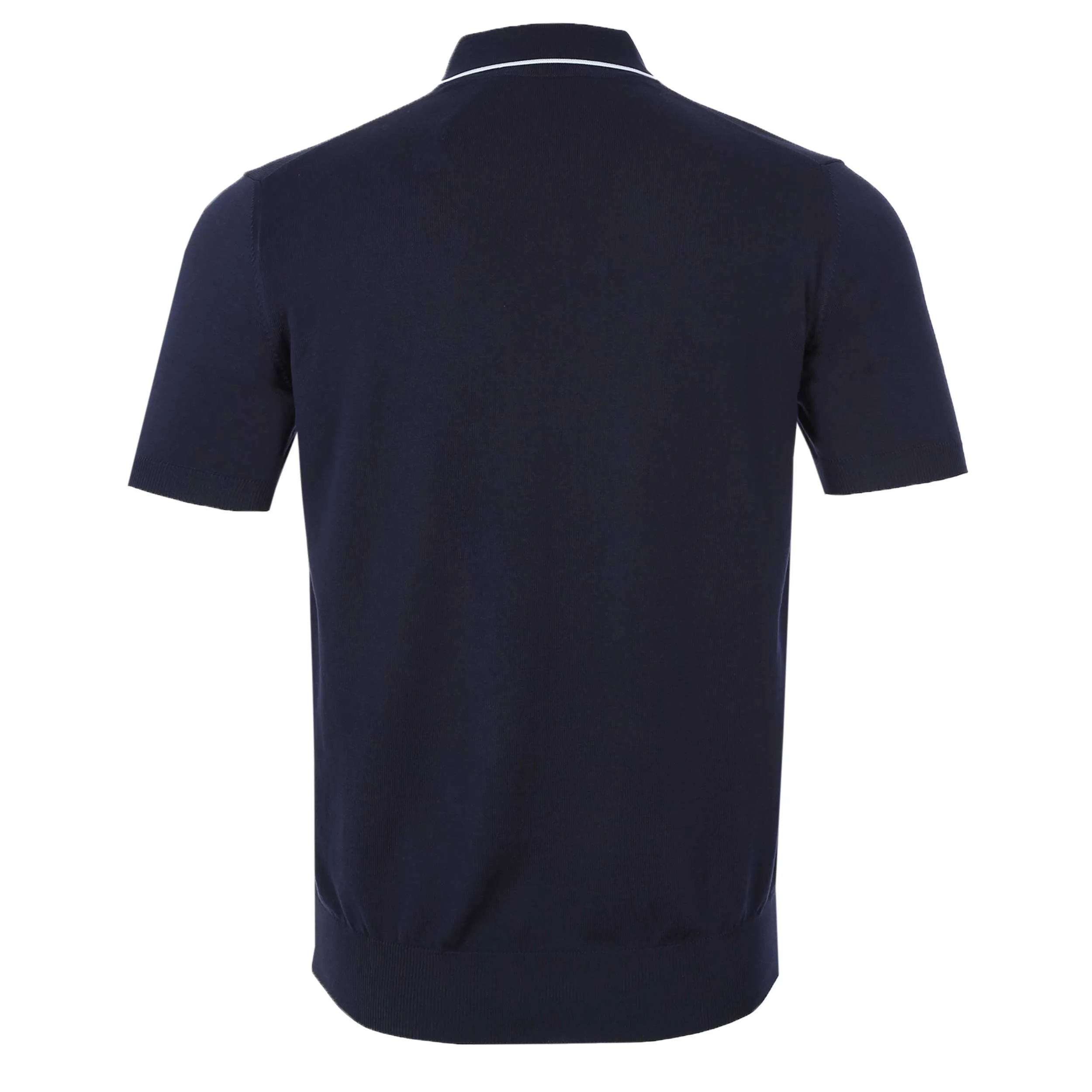 Canali Open Neck Knitted Polo in Navy