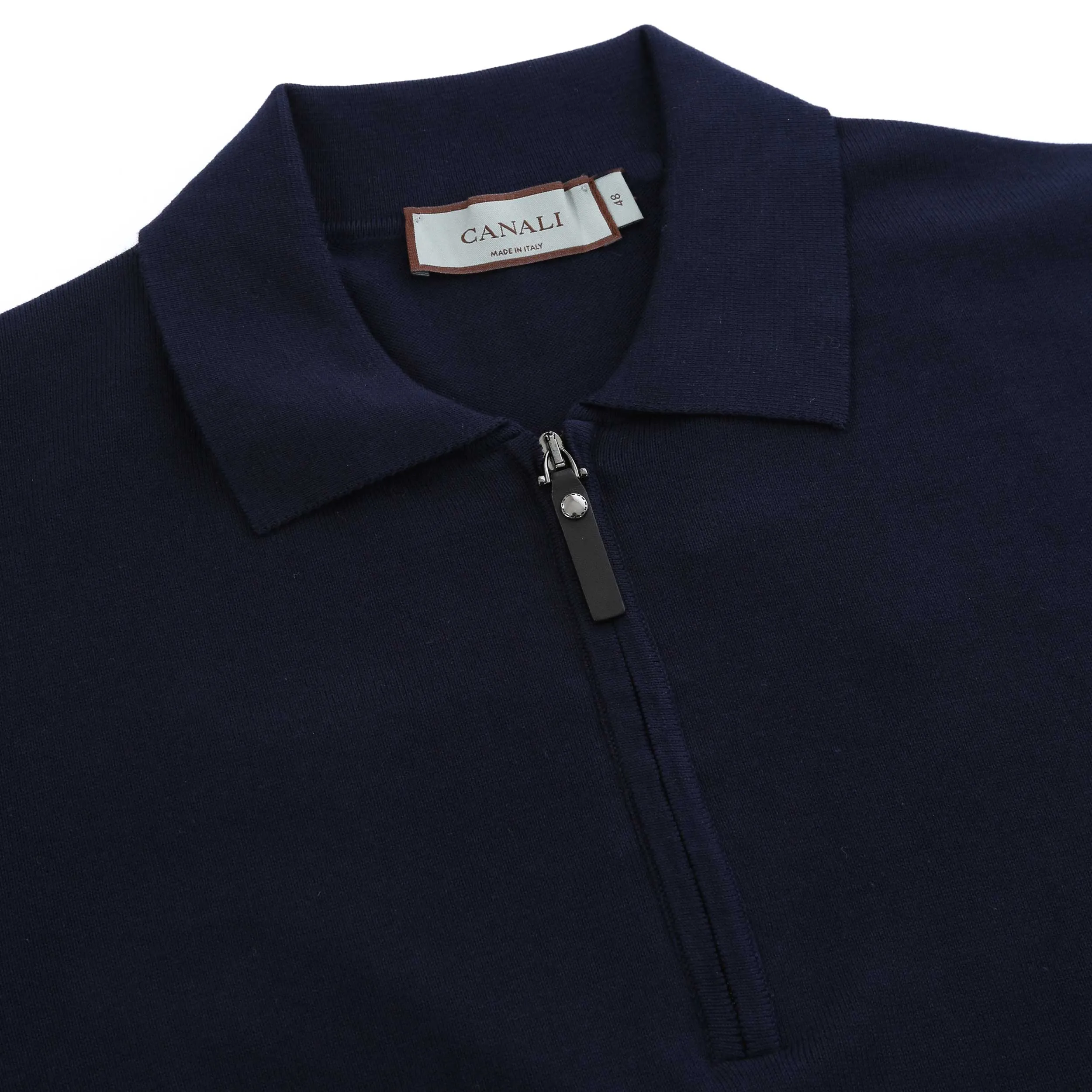 Canali Zip Polo Shirt in Navy