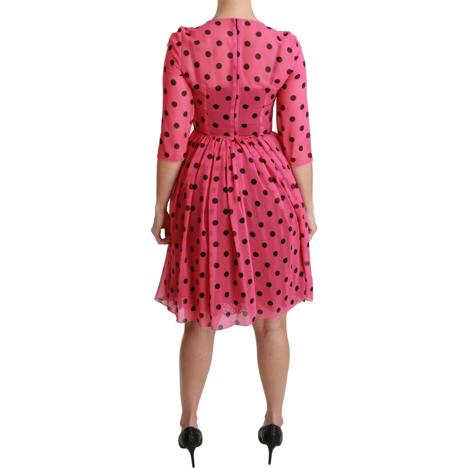 Dolce & Gabbana Elegant Polka Dot A-Line Knee Length Dress