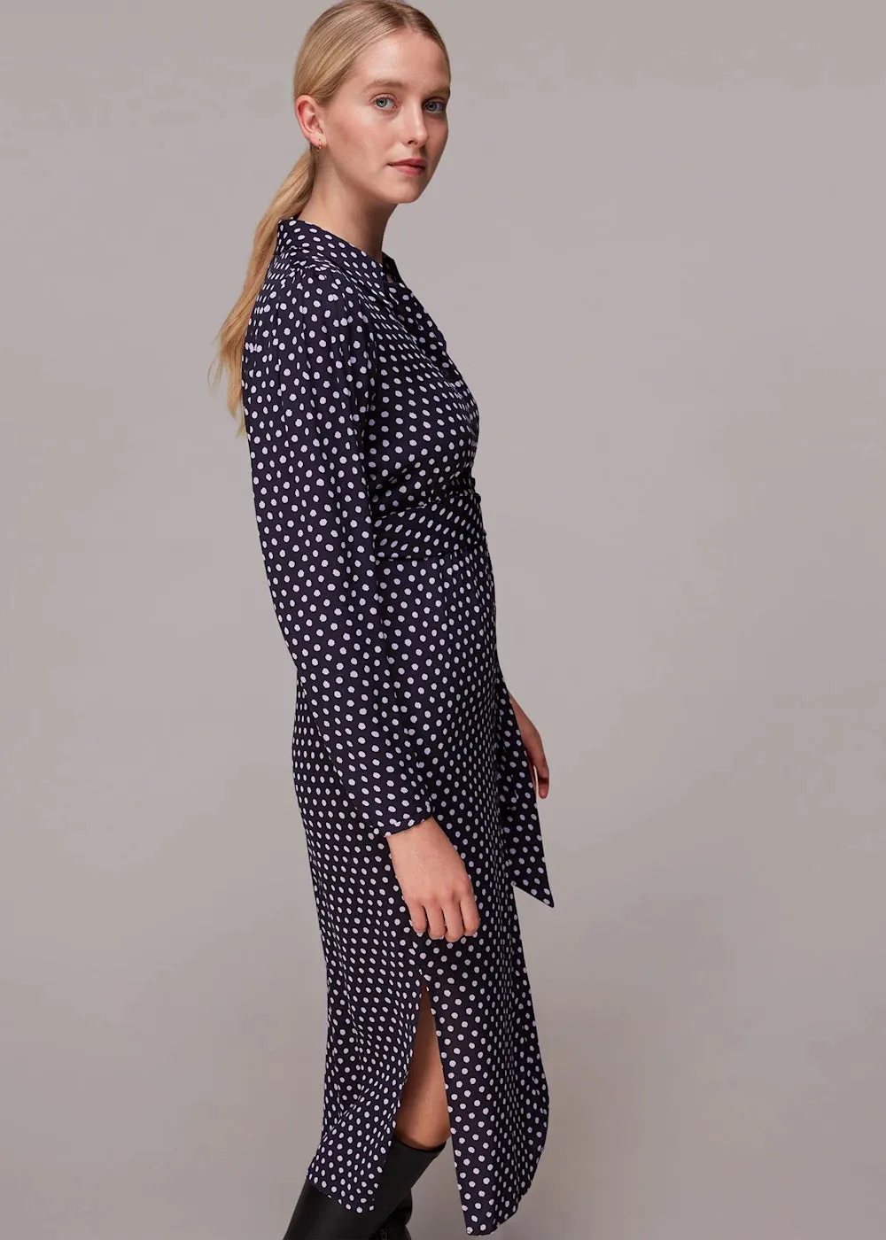 Dotted Spot Print Shirt Dress