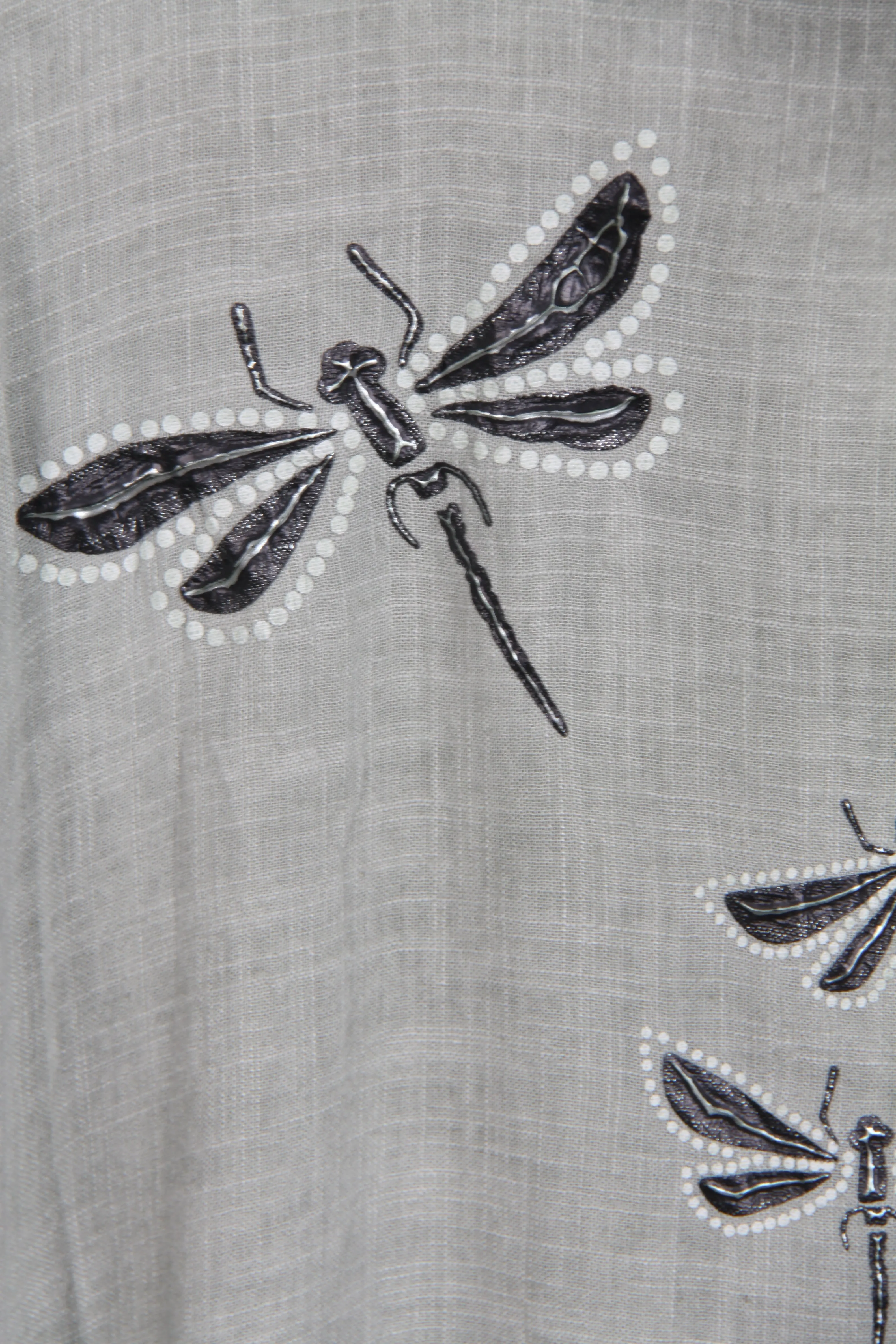 Dragonfly Design Linen Lace insert Top