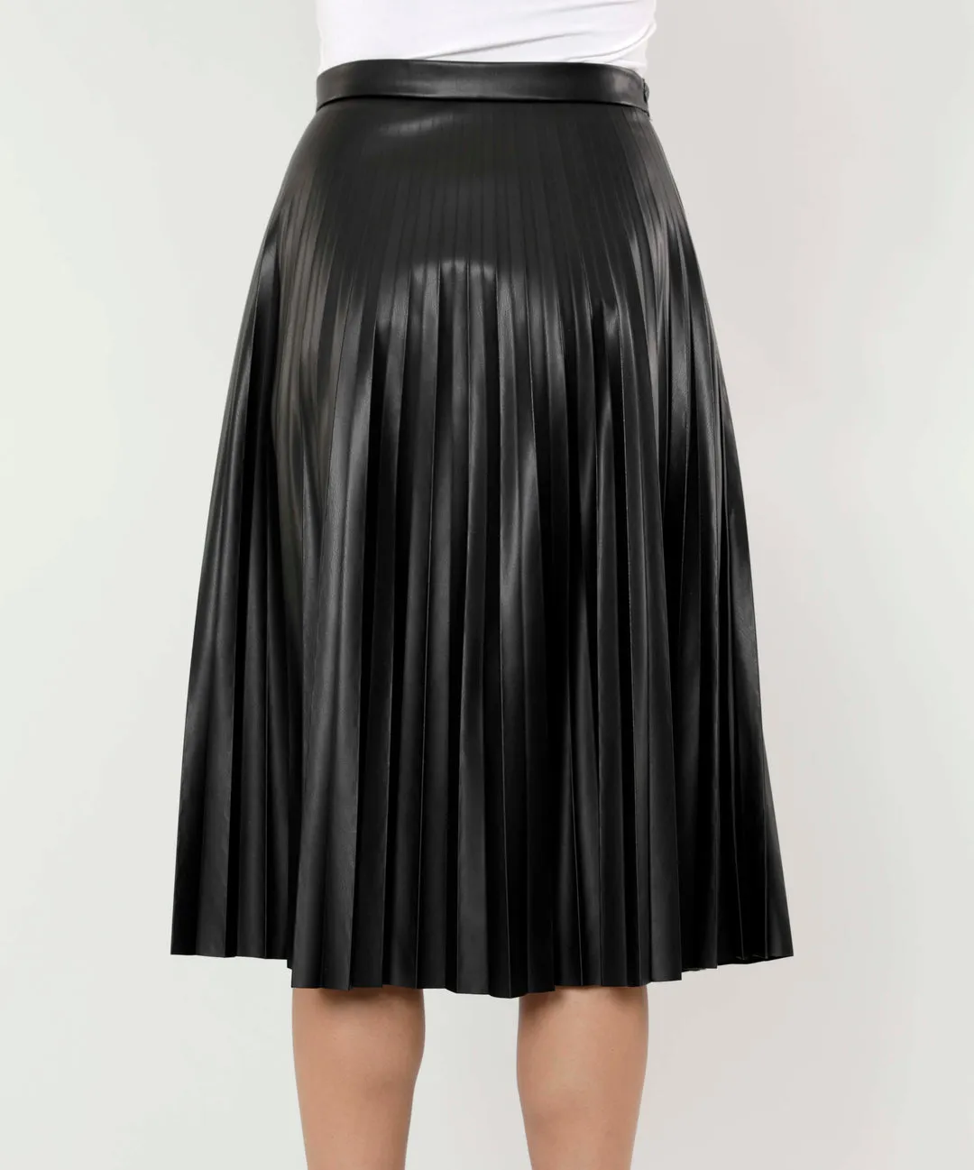 Faux Leather Pleated Skirt