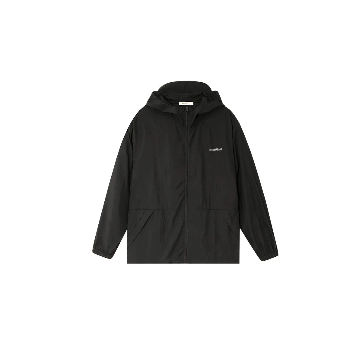 Flashback Zip UPF50  Sun-protective Black Hooded Windbreaker Jacket