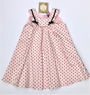 Floriane of France Girls Sleeveless Pale Pink Polka-dot Dress