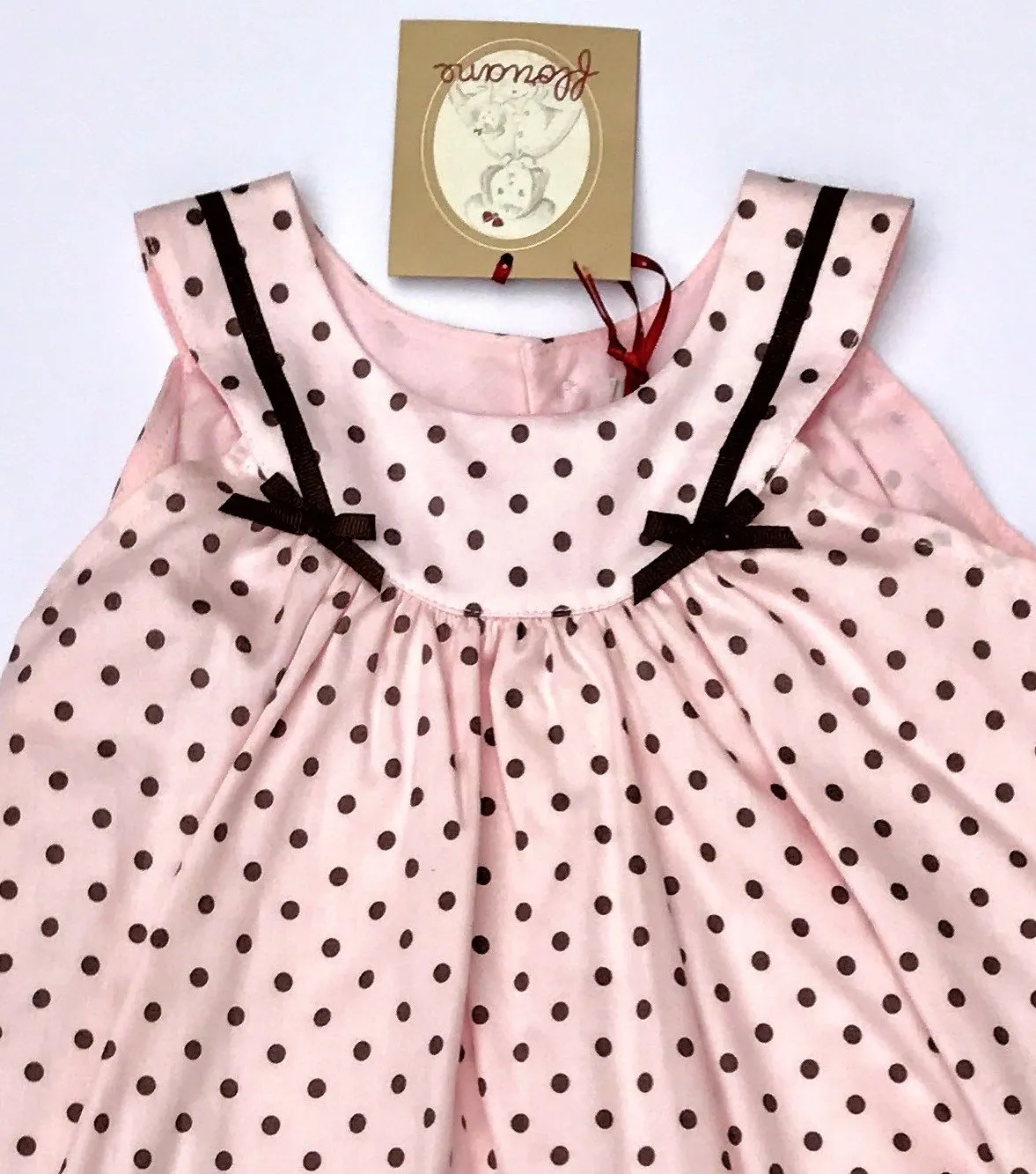 Floriane of France Girls Sleeveless Pale Pink Polka-dot Dress