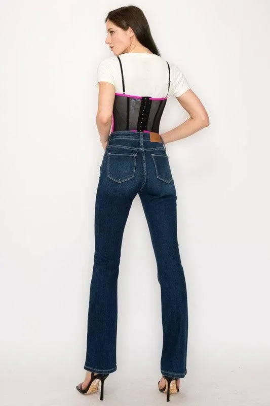 High rise skinny bootcut jeans