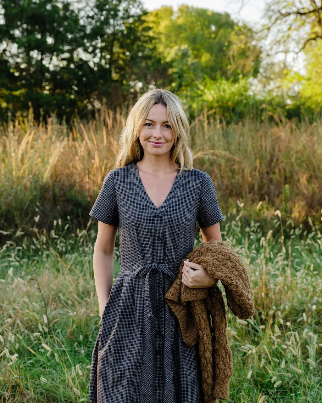 June Dress in Navy Plaid