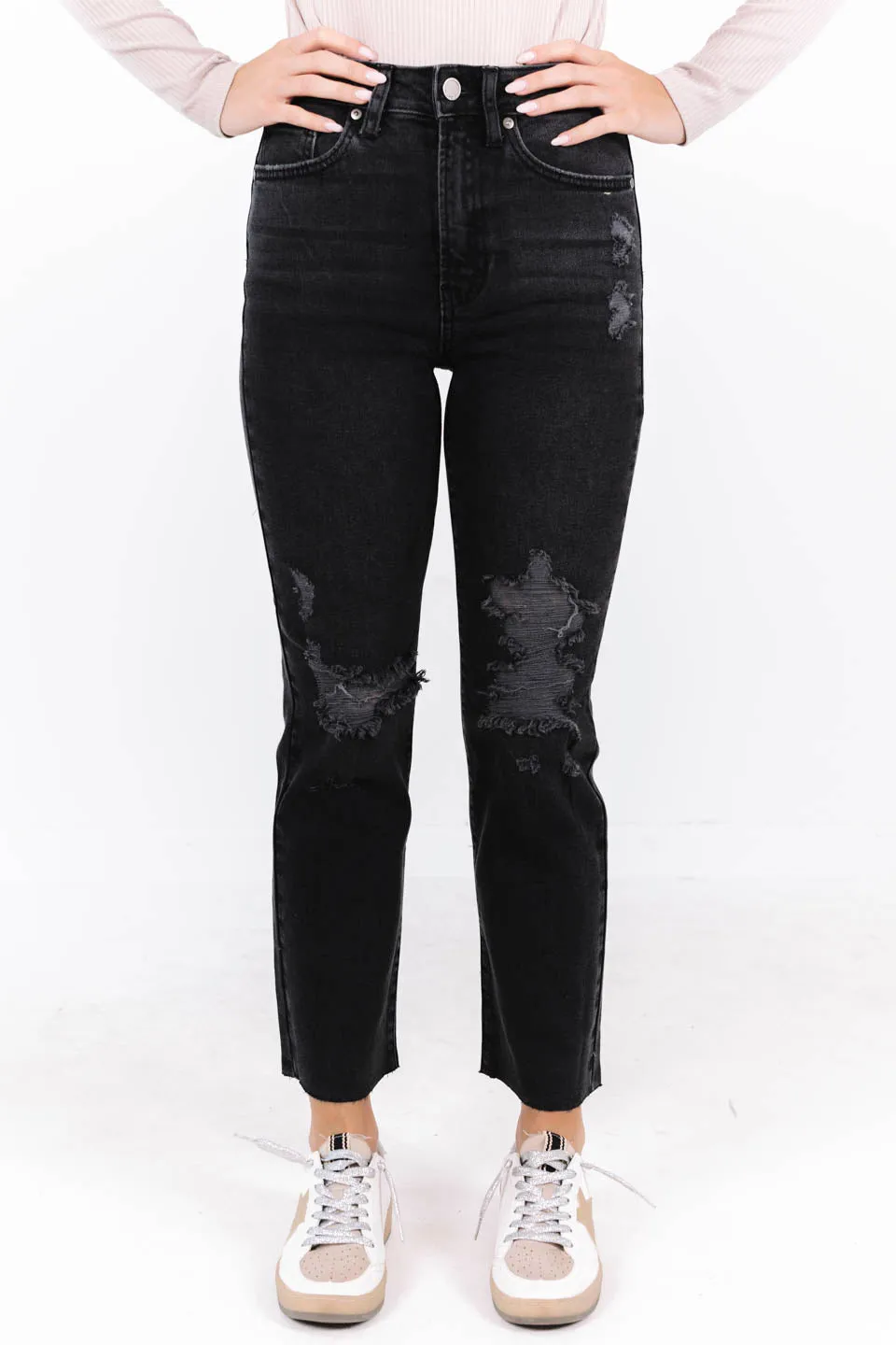 Keep the Momentum Jeans - Washed Black