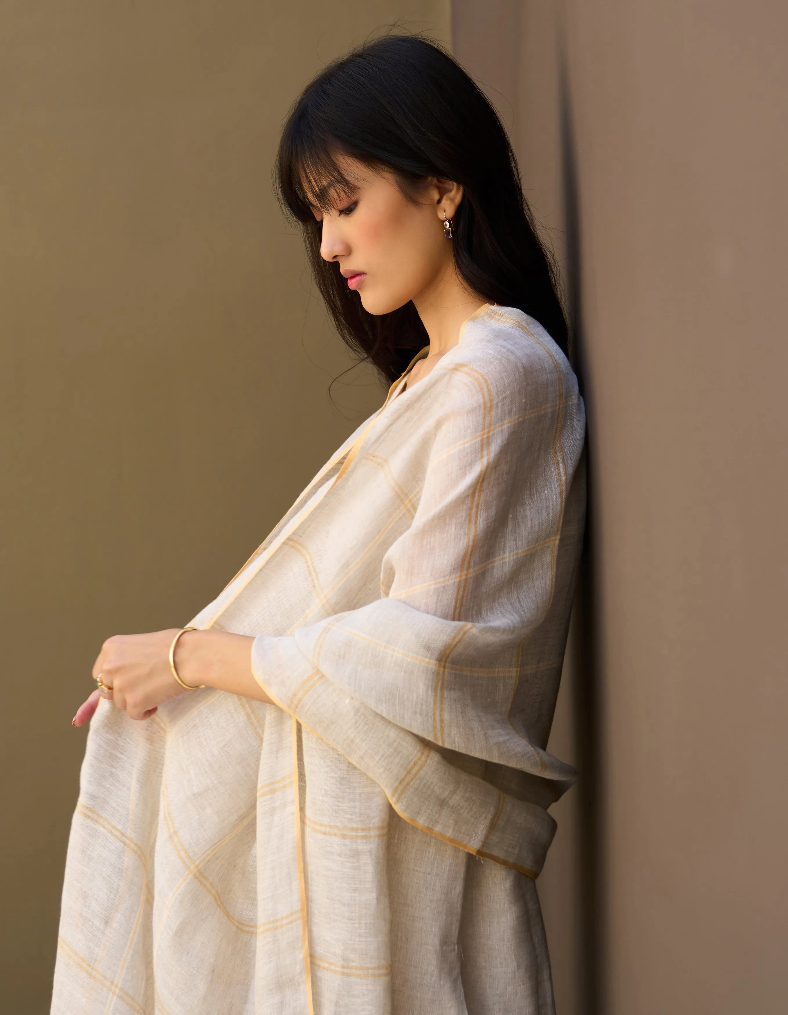 Nu Border Linen Kurta Set - Natural