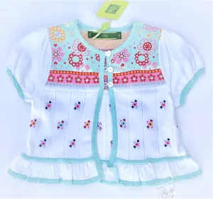 Oilily Short Sleeve Bolero/Cardigan Sweater with Floral Embroidery