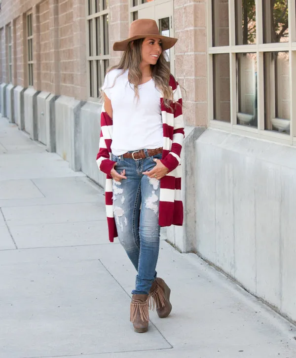 Oversized Striped Cardigan