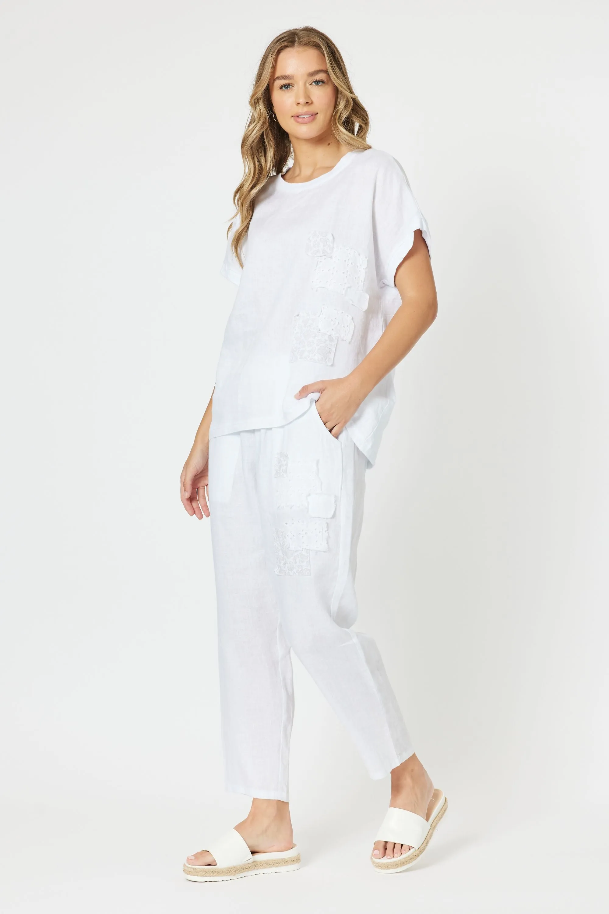 PATCH LINEN TOP - 46331T