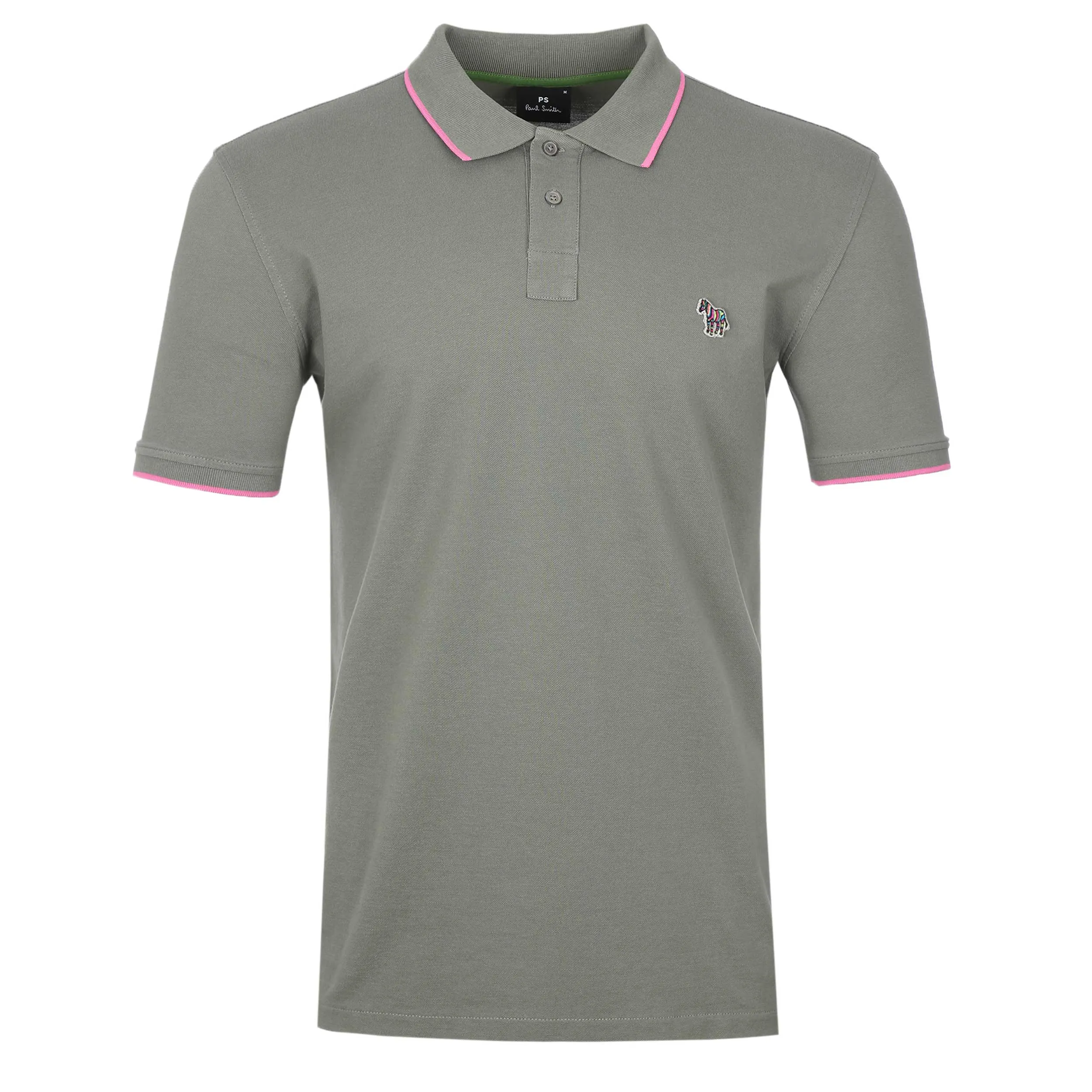 Paul Smith Zebra Badge Collar Trim Polo Shirt in Khaki