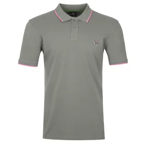 Paul Smith Zebra Badge Collar Trim Polo Shirt in Khaki