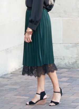 Pleated Lace & Chiffon Skirt