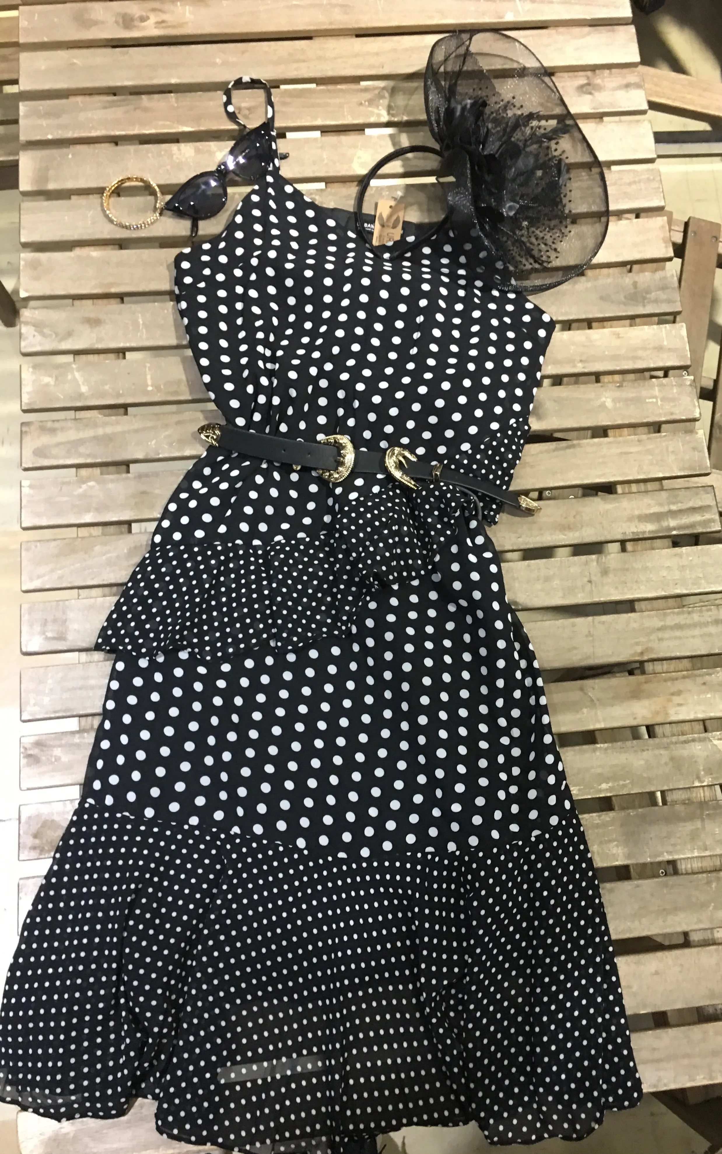 Polka Dot Ruffle Chiffon Floaty Dress