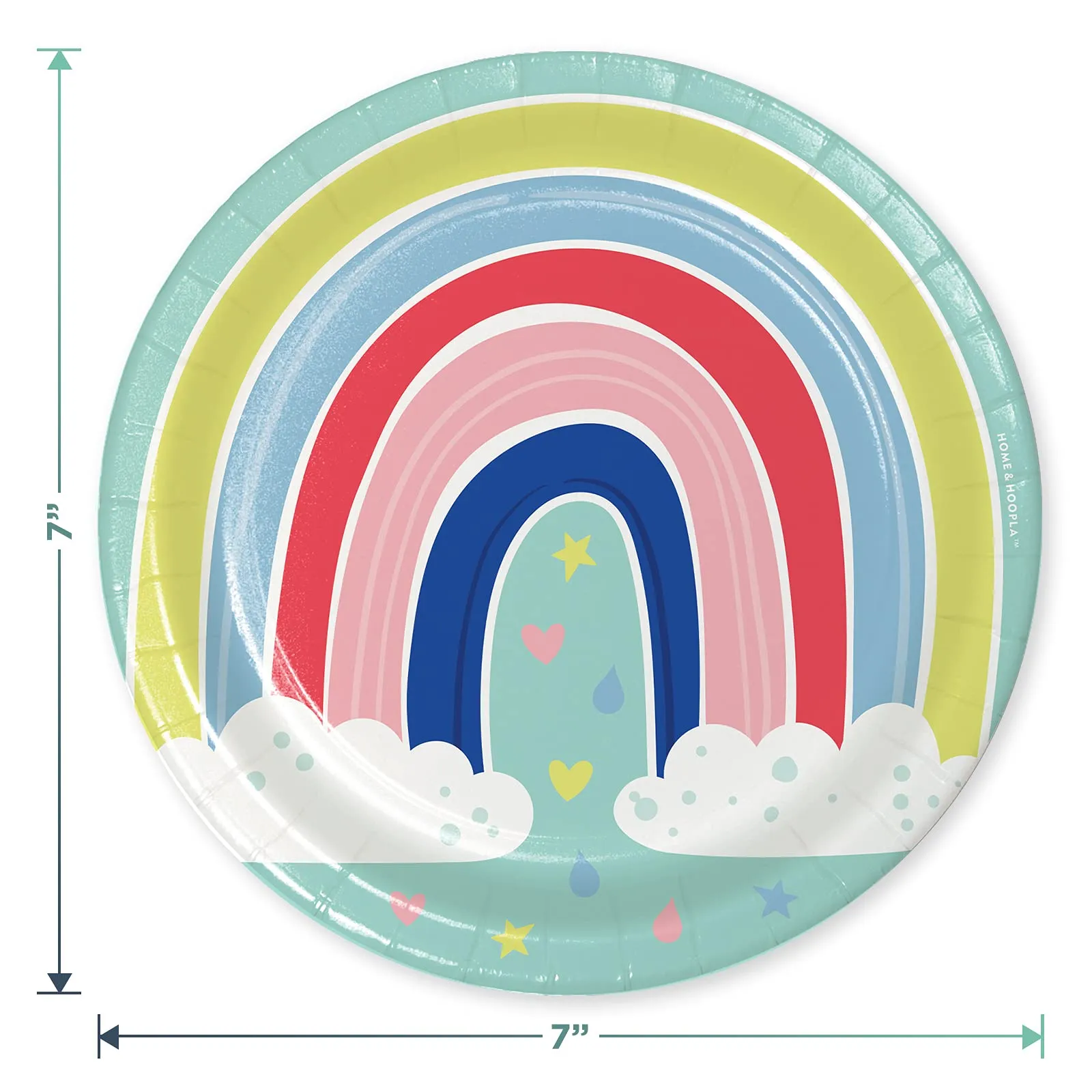 Rainbow Party - Rainbow Art Mint Baby Shower & Birthday Paper Dessert Plates, Napkins, and Cups (Serves 16)