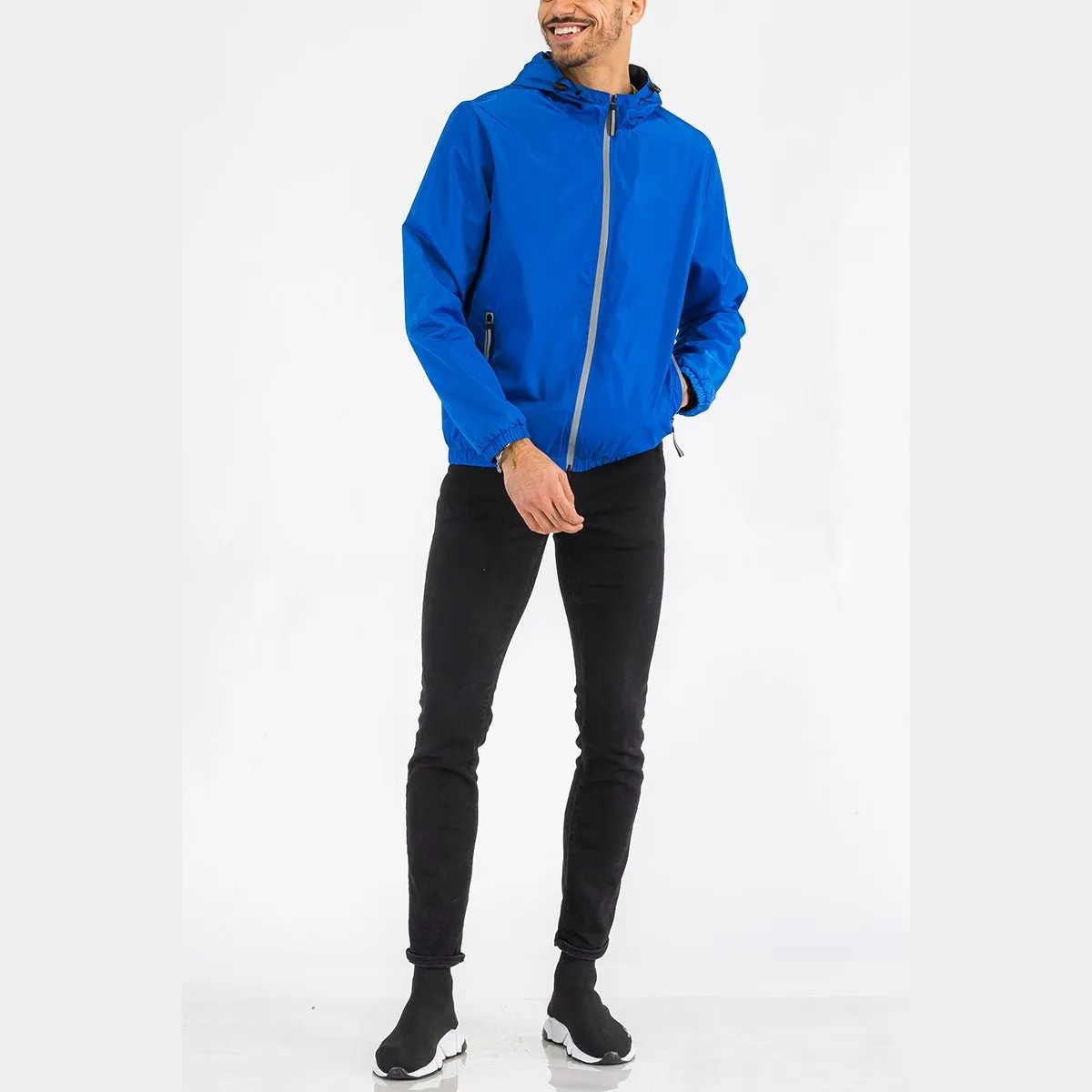 Royal Blue Reflective Zip Windbreaker