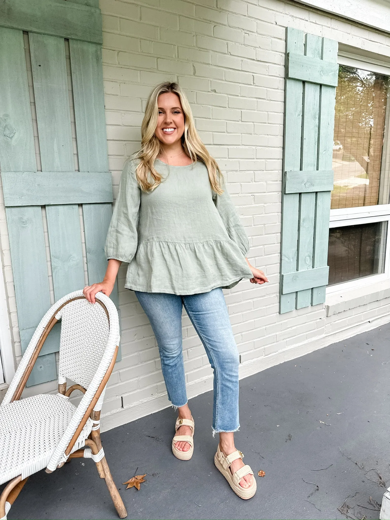 Ruffle Hem Linen Top