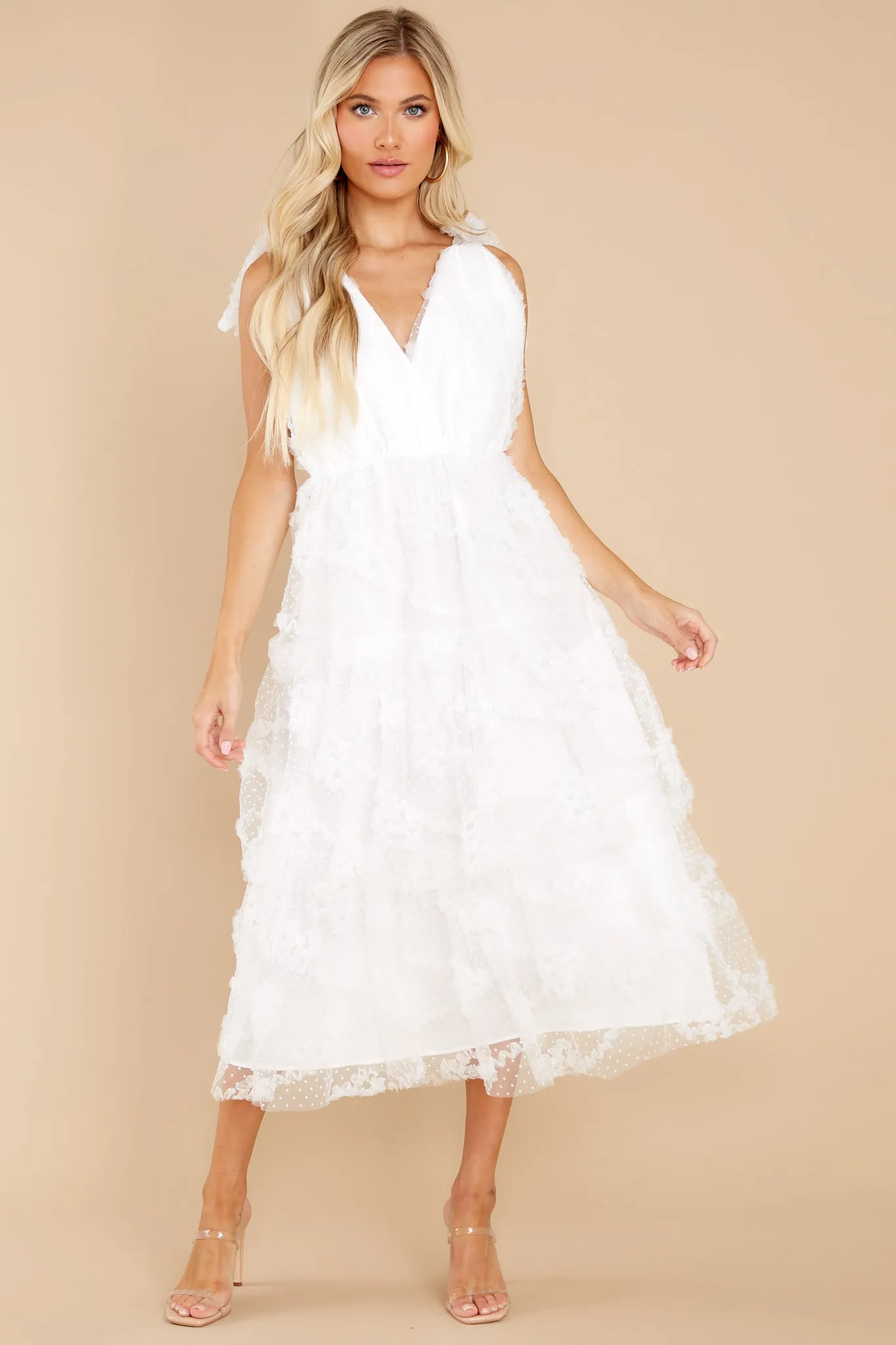 Stolen Glances White Midi Dress