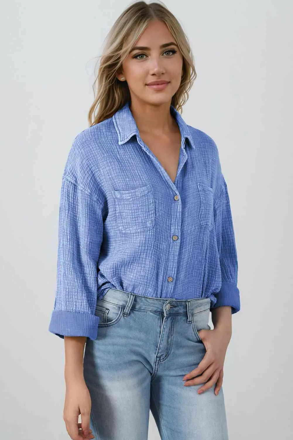 Textured Button Down Shirt