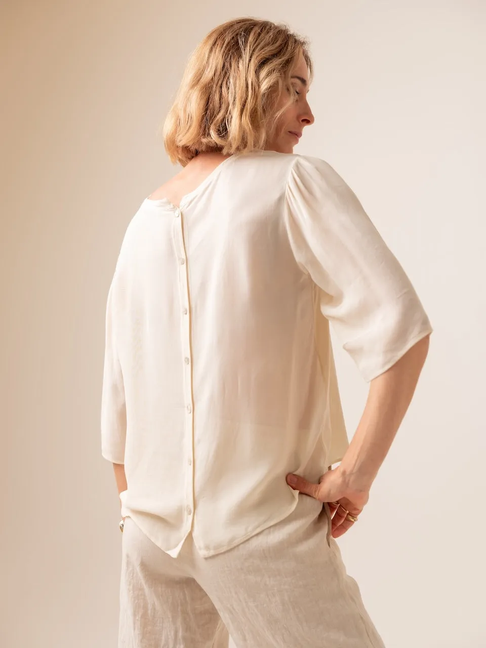 Transit Parch Viscose Insert Tee in Ivory