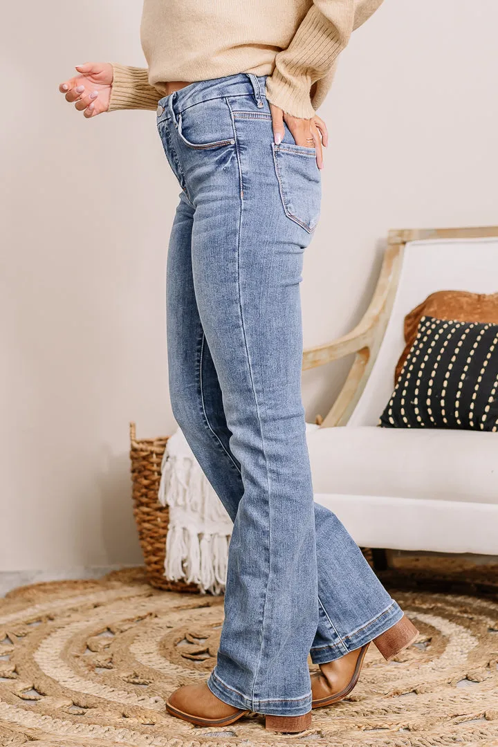 Tummy Control Mid Rise Bootcut Jeans