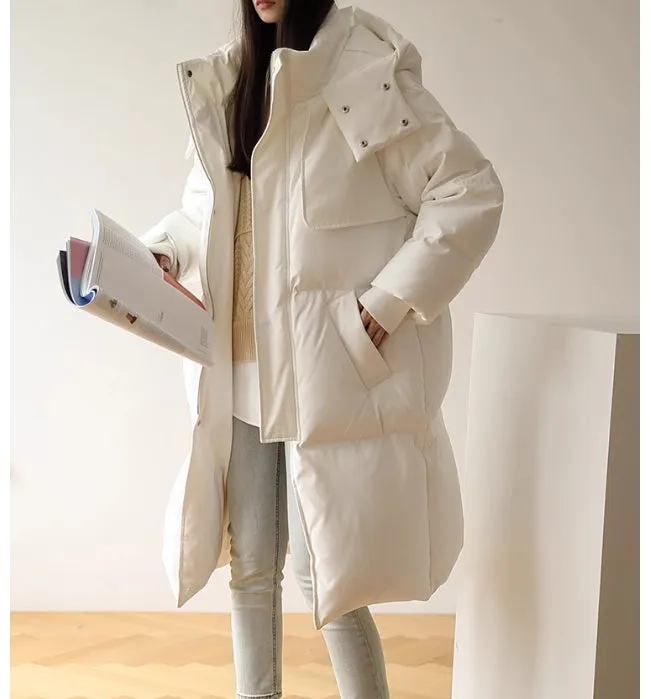 Warm Winter Puffer Coat Jacket, Hooded Women Thick Down Top Coats 2300