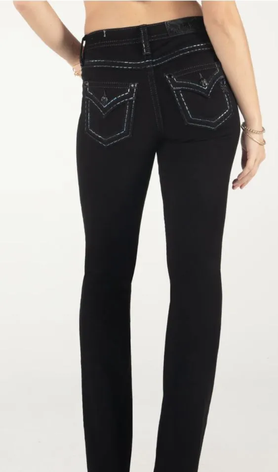 Women's Miss Me Silver Stitch Black Jean